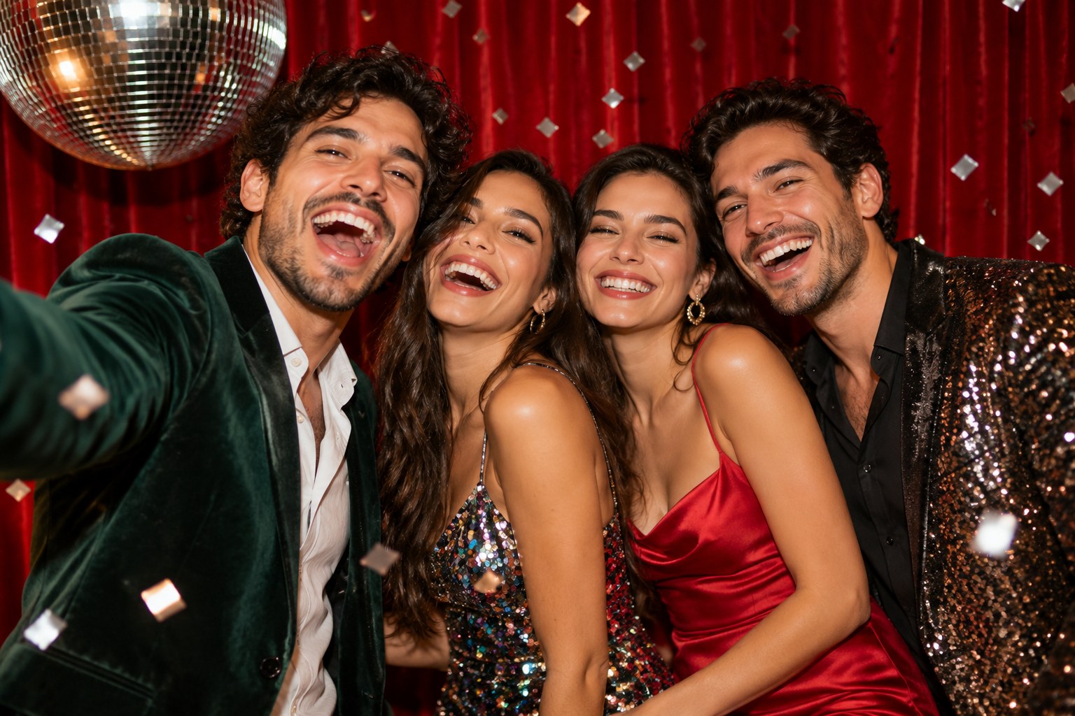 Escena ilustrativa de amigos disfrutando una fiesta